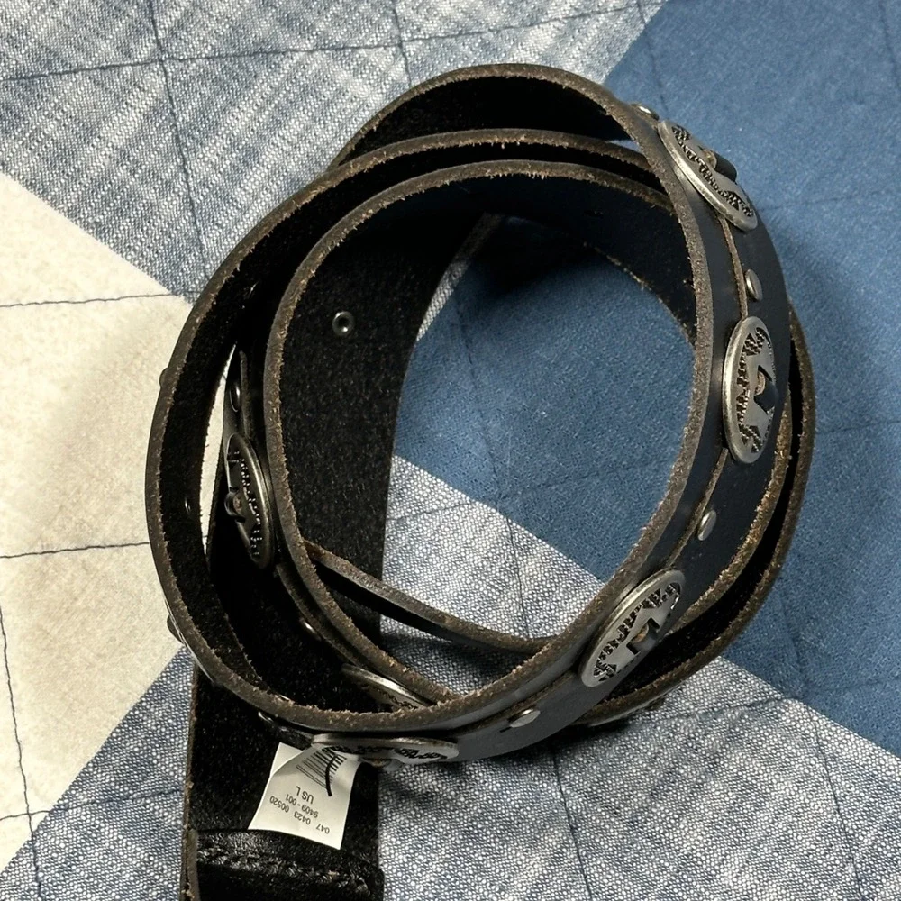 Mens Black Leather Western Concho Studded Belt Large L AEO 2015